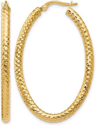 Diamond2Deal 14K Yellow Gold Polished and Textured Hoop Earrings 42mm