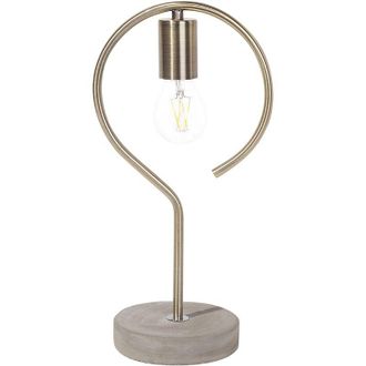 Beliani L&aacute;mpara De Mesa Color Lat&oacute;n Metal Base De Hormig&oacute;n Estilo Industrial Jucar