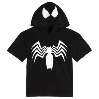 MARVEL Spider-Man Venom Cosplay Hooded T-Shirt in Venom Midnight Black at Nordstrom, Size Xx-Large