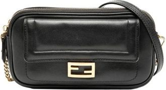 Fendi Pre-owned Cross Body Bags, female, Black, Size: ONE SIZE Pre-owned Leather Cross Body Bag