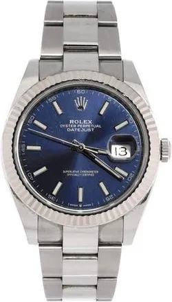 Rolex Oyster Perpetual Datejust Automatic Watch Stainless Steel and White Gold 41 in Metallic Silver at Nordstrom