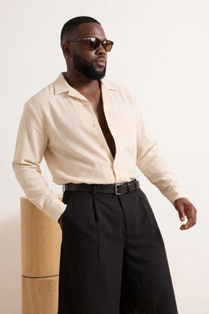Trendyol MAN Heren Beige Effen Lang Regular fit Overhemden