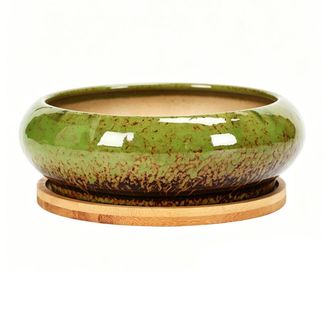 OEM Maceta De Cer&aacute;mica Poco Profunda, - Verde Nohole1