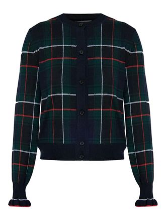 Alexander McQueen plaid ruffled-cuff cardigan - women - Wool - S - Green
