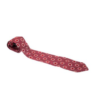 HUGO BOSS Boss By Hugo Boss Mauve Pink And Red Floral Embroidered Silk Jacquard Tie