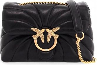Pinko Puff Mini Butterfly Bag - Dames - Schoudertassen - Zwart - ONE Size - Leer - Tassen