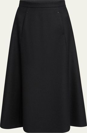Moncler Circle-Cut Wool Midi Skirt