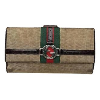 Gucci Pre-owned Katoenen Portemonnee - unisex - Vintage Accessoires - Beige - ONE Size - Katoen - Vintage