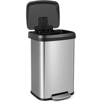 Costway Costway - Cubo De Basura Cocina, Papelera Cocina Con Tapa De Metal, Basurero A Prueba De Huellas Dactilares, Cubo De Reciclaje Con Pedal Para Hogar, O