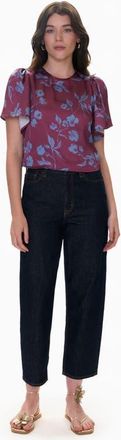 Rebecca Taylor Vivian Tie Top in Plum/cornflower Multi at Nordstrom, Size X-Large