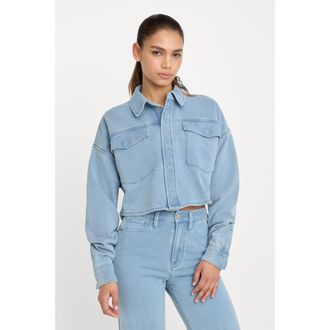 Good American Womens Jeanius Cropped Jacket | Indigo, Size Medium | Good American by Khlo&Egrave; Kardashian