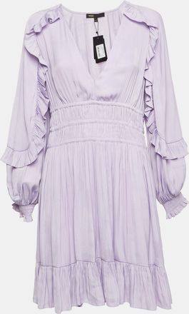 Maje Light Purple Satin Ruffled Ralya Short Dress