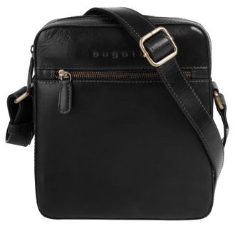 Bugatti Umh&auml;ngetasche BUGATTI REMO, Damen, Gr. B/H/T: 20cm x 23cm x 5cm onesize, schwarz, Leder, leicht gl&auml;nzend, unifarben, Taschen Umh&auml;ngetasche, echt Leder