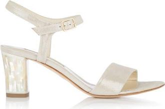 Freya Rose Martina Midi Champagne Ankle Strap Pearl Heel Sandal at Nordstrom, Size 36