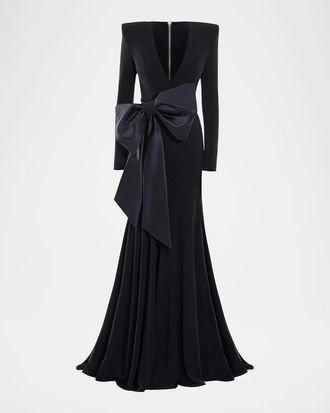 Zhivago Portrait Of A Siren Bow Jersey Gown