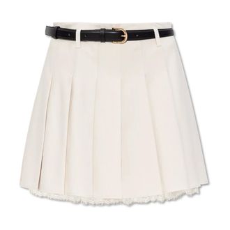 Self Portrait Short Skirts, female, Beige, S, Pleated skirt with belt