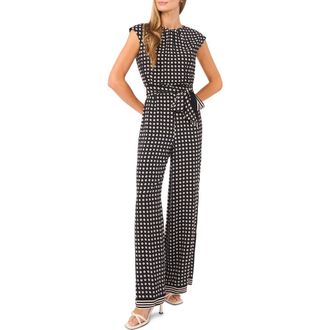 Ted Baker Anya Print Belted Jumpsuit in Rich Black at Nordstrom, Size Medium