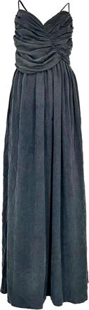 Zimmermann V-Neck Gathered Maxi Dress in Grey Viscose