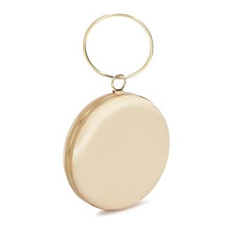 Kazar Tassen, Dames, Geel, ONE Size, Stijve ronde handtas gemaakt van gouden stof