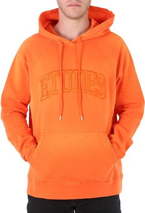 Études Studio Mens Orange Racing Logo Cotton Hoodie, Size X-Small