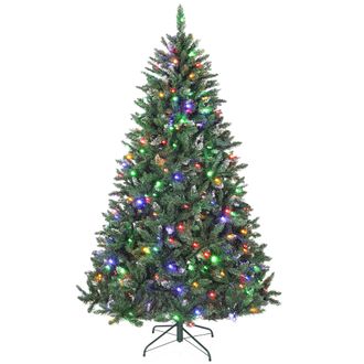 OEM &Aacute;rbol De Navidad De Abeto 210 Cm Con Luces Led 9 Modos De Iluminaci&oacute;n 1160 Ramas Con Nieve Artificial Verde