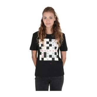 Love Moschino T-Shirts, female, Black, S, Black Cotton Crew Neck Tee