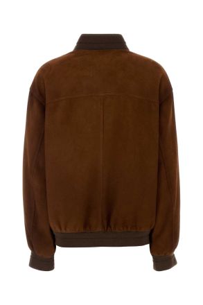Miu Miu Womens Brown Suede Bomber Jacket Castagna Giacche E Gilet