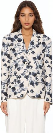 Alexia Admor Noa Printed Boyfriend Blazer in Ivory Watercolor at Nordstrom, Size 12