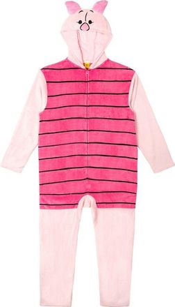 Disney Winnie the Pooh Fleece Hooded Coverall in Piglet Stripe Pink at Nordstrom, Size Xx-Large