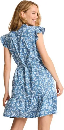 Tommy Bahama Bahia Blooms Floral Print Dress in Medium Indigo Wash at Nordstrom, Size X-Large