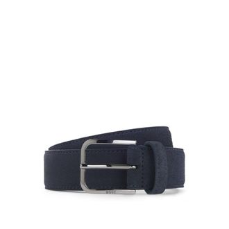 BOSS Leather business belt with polished gunmetal buckle