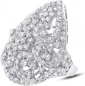 Allurez 5.24ct 18k White Gold Diamond Ladys Ring