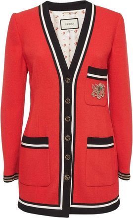 Gucci contrasting-trim crest-detail jacket - Red