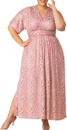 Kiyonna Vienna Maxi Dress in Pink Floral Falls at Nordstrom, Size 1X