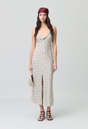 Claudie Pierlot Robe longue satin&eacute;e fleurs