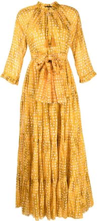 Samantha Sung Eden Brushed Dots-print dress - women - Cotton - S - Yellow