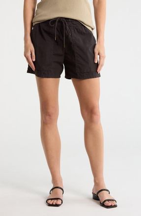 James Perse Stretch Cotton Poplin Drawstring Shorts in Black at Nordstrom, Size 3