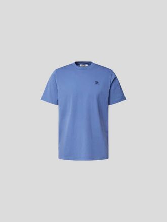 Wood Wood T-Shirt mit Label-Stitching in Blau, Gr&ouml;&szlig;e S