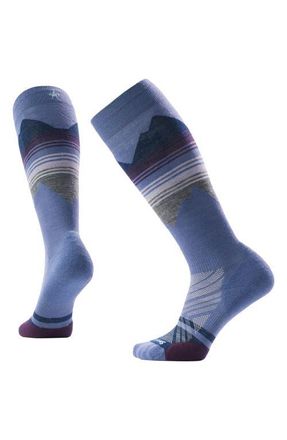 Smartwool Ski Pattern Targeted Cushion Wool Blend Over the Calf Socks in Nightfall Blue at Nordstrom, Size Small
