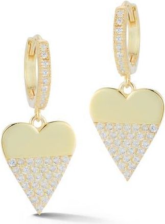 Sphera Milano Cubic Zirconia Pav&eacute; Heart Drop Earrings in Gold at Nordstrom Rack