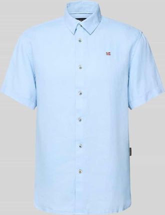Napapijri Regular Fit Freizeithemd aus reinem Leinen in Bleu, Größe XXL