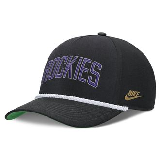 Nike Colorado Rockies Rise Nike Mens MLB Adjustable Hat in Black | NB4508ZED91-D8K