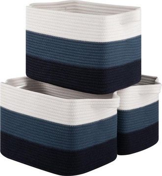 OEM Cestas De Almacenamiento Para Organizar, Cestas De Almacenamiento Tejidas, Armarios, Juguetes, Libros, Paquete De 3 (azul Degradado)