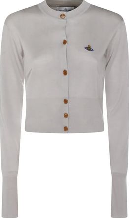 Vivienne Westwood Orb embroidered button cardigan - women - Wool/Silk - S - Grey