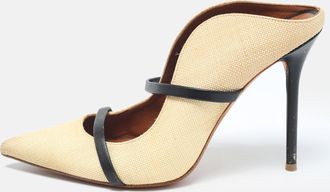 Malone Souliers Beige Leather And Woven Raffia Maureen Pumps