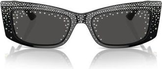 Jimmy Choo London 55mm Pillow Sunglasses in Black /Dark Grey at Nordstrom