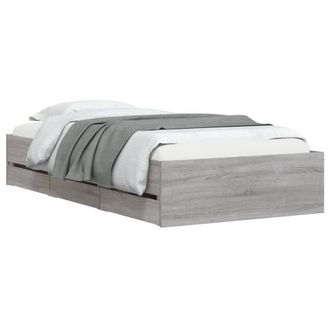 Berkfield Home Modern Bed Frame w/Drawers Frame Grey Sonoma 75x190 cm Small Single
