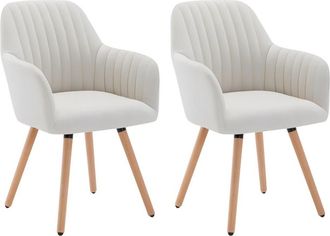 VENTE-UNIQUE.COM Set de 2 sillas poli&eacute;ster crema