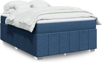 vidaXL Cama Box Spring Con Colch&oacute;n Tela Azul 140x200 Cm Vidaxl