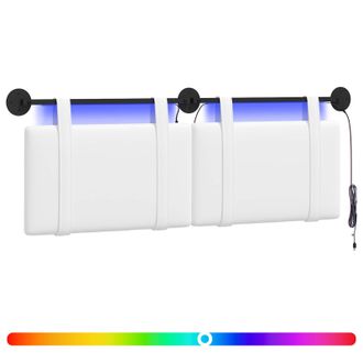 vidaXL Cabecero Colgante Con Luz Led Blanco Tela Vidaxl
